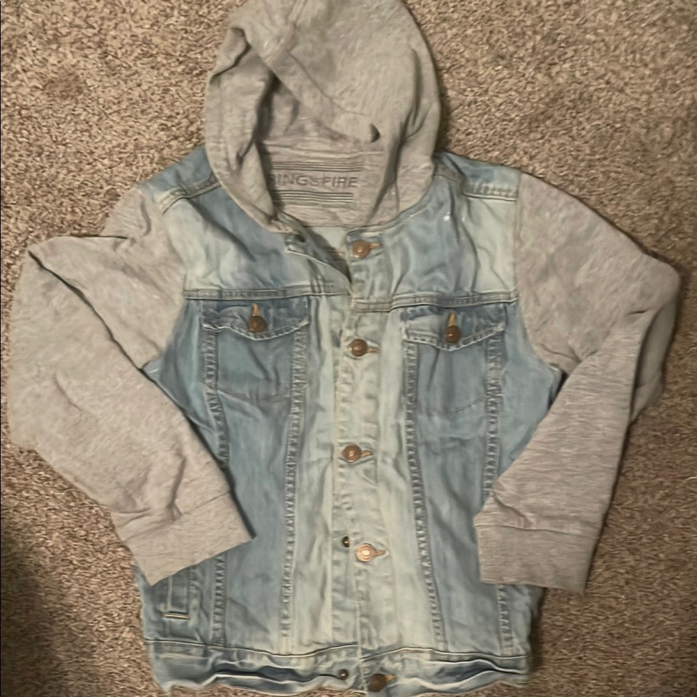 Ring of Fire Blue and Gray Jean Jacket Classic Style